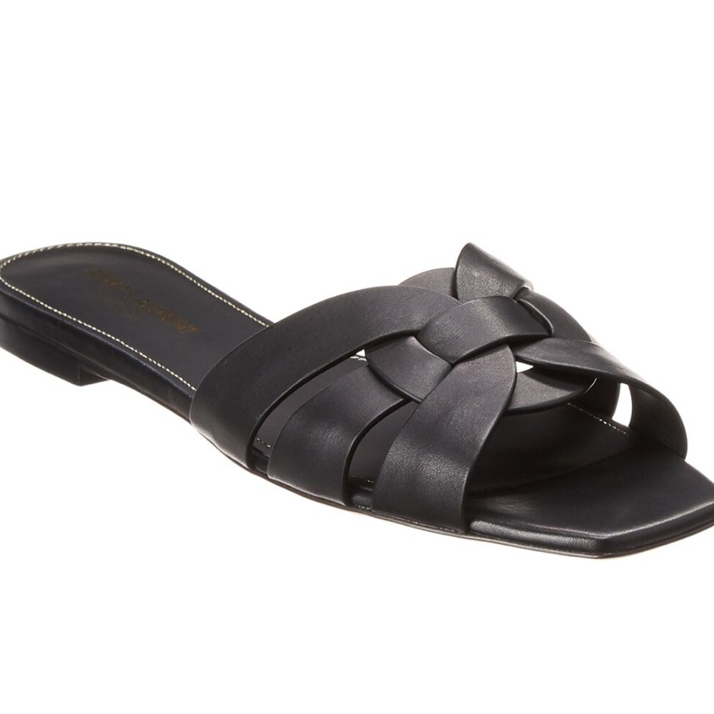 Saint Laurent Black Woven Sandals